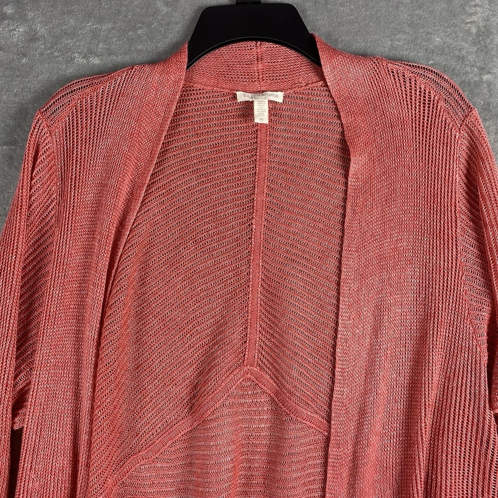 Eileen Fisher Dusty Rose Open-Front Ribbed Cardigan - Picture 3 of 10